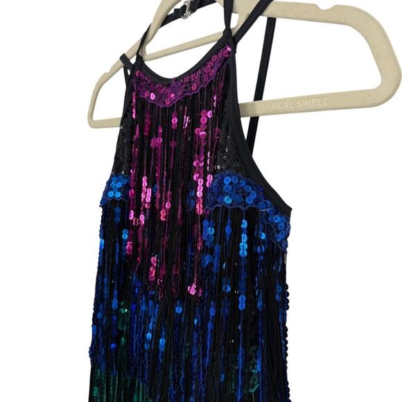 Weissman One Piece Romper Dance Costume Sequins Fringe Leotard 10926 sz LC - Picture 10 of 16